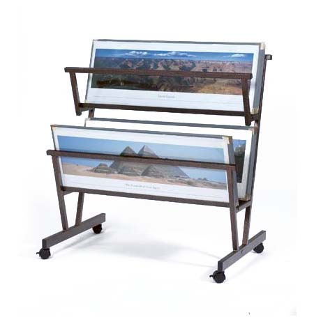 Double Tray Panoramic Art Bin Browser | 40" Wide x 15" High | Dual Tray (5" Deep and 8 1/2" Deep)