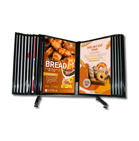 Table Top Photo Multi-Panel Flip Displays | in 3 Steel Panel Sizes with 30 Swing Pages