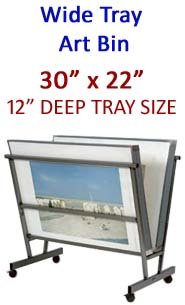 Wide Tray Art Bin Browser | 30" Wide x 22" High x 12" Deep